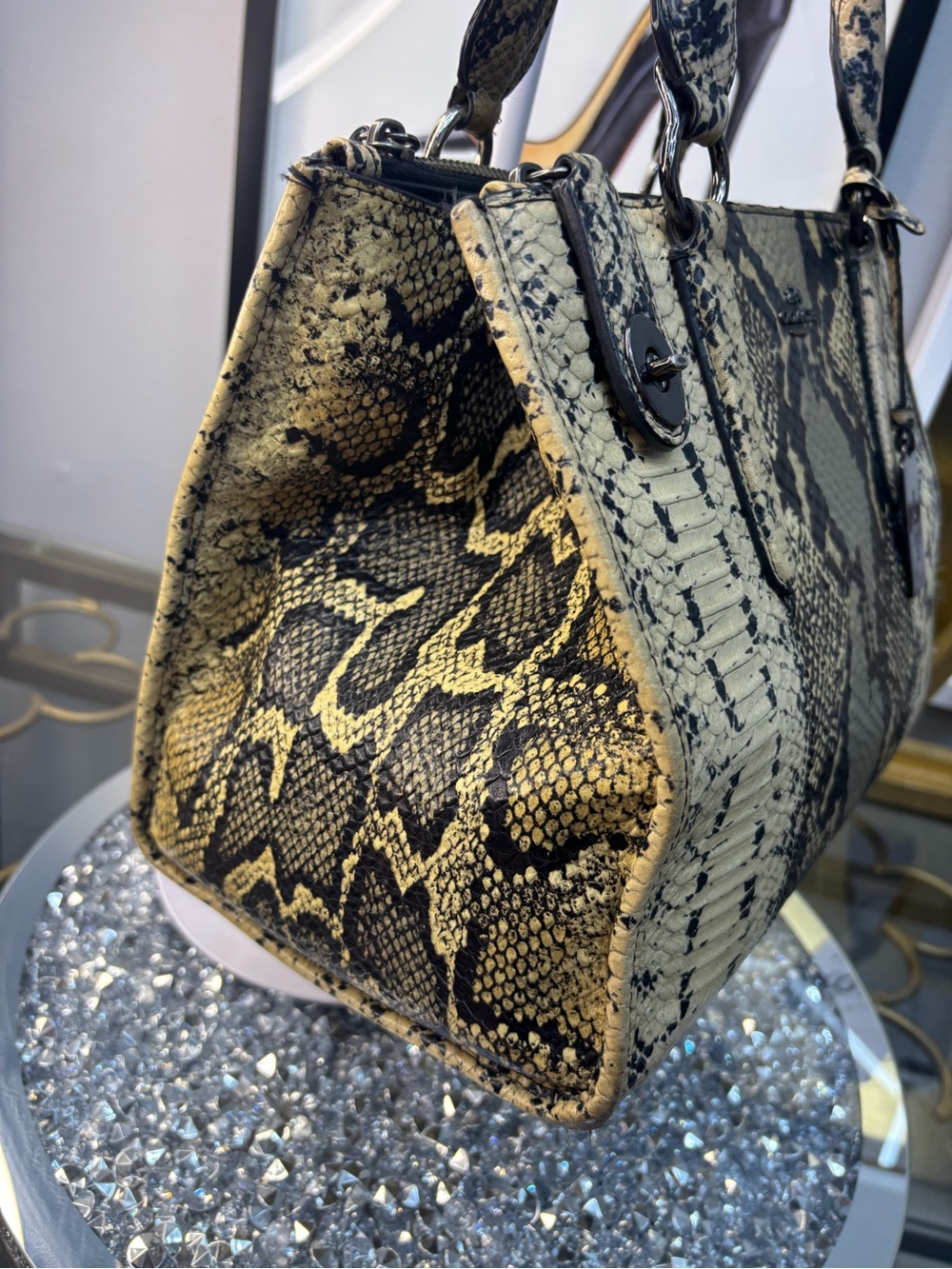 Coach 2015 Crosby Python embossed carryall EUC - Picture 5 of 11